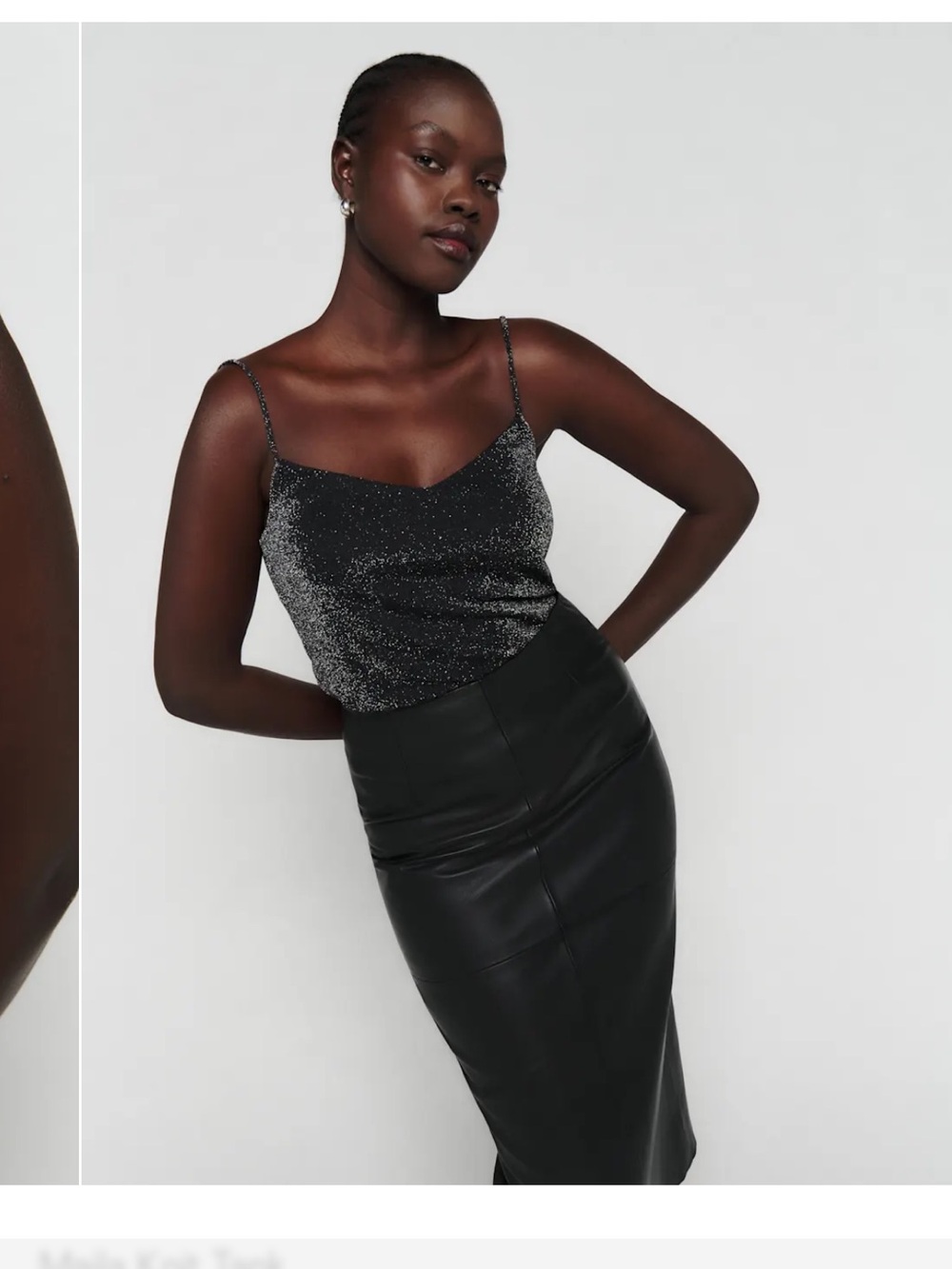 Reformation Black Glitter Spaghetti-Strap Cami
